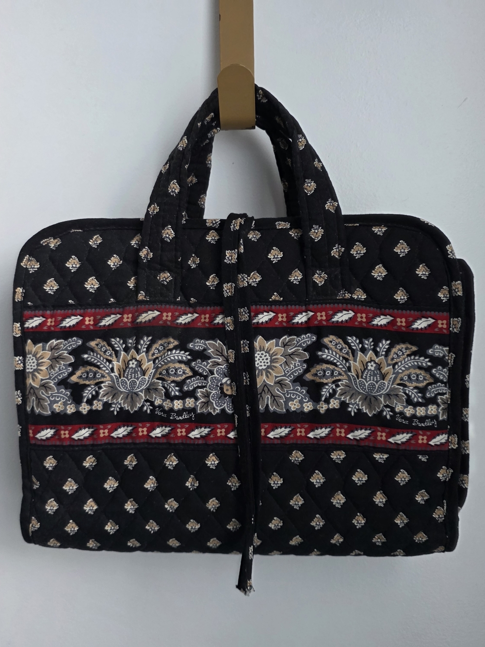 Vera Bradley Black Quilted Floral Travel Organizer-Retired